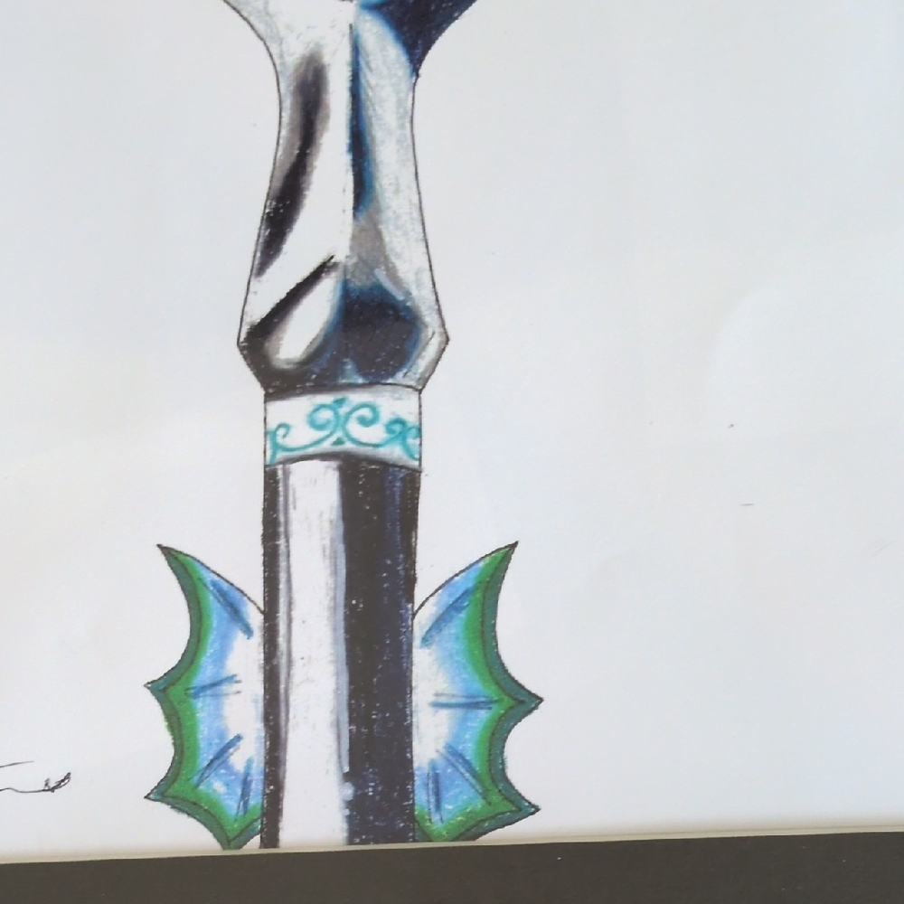 Trident Art Print with Blue and Black Accents. 8x10 - Picture 3 of 3